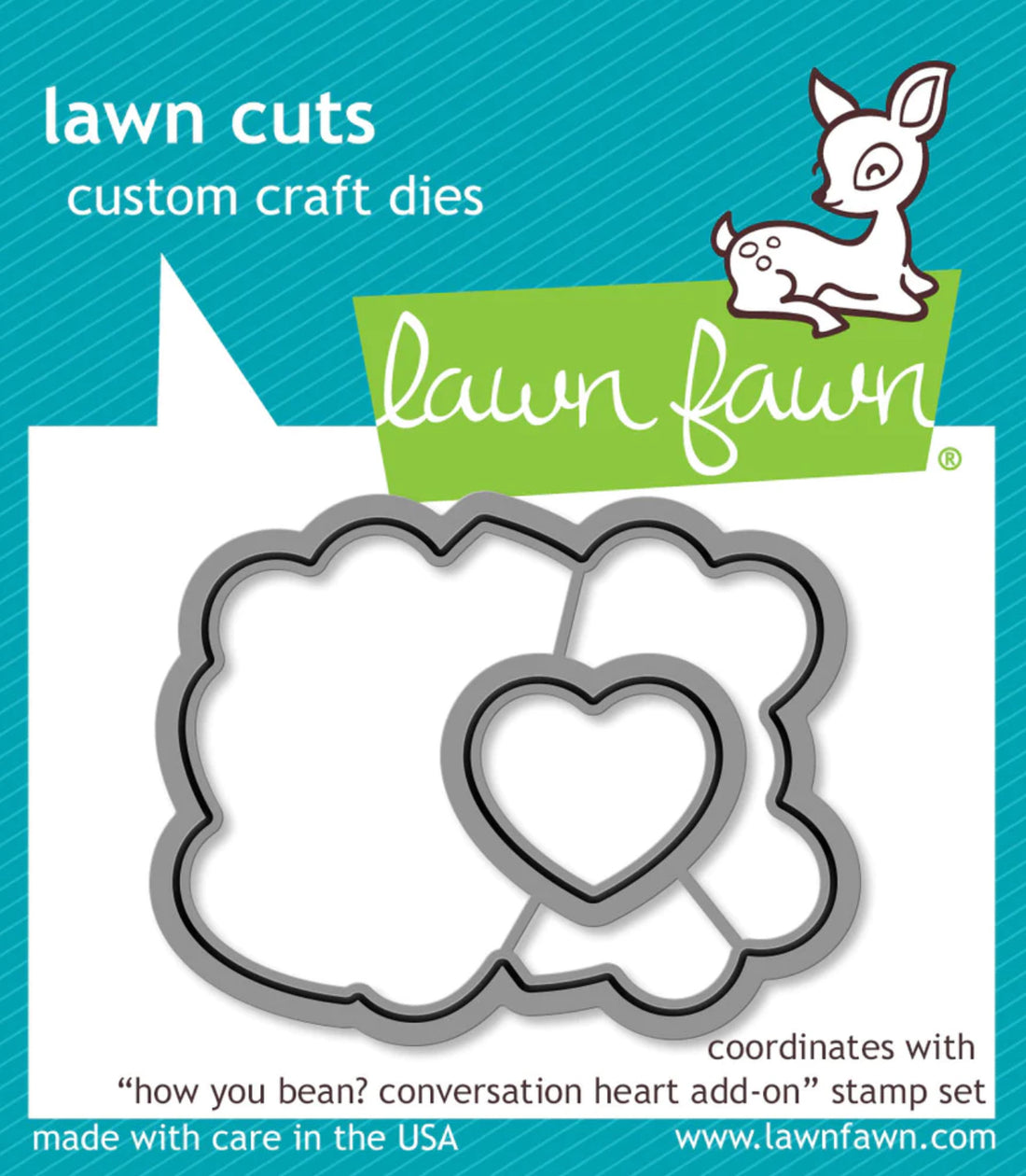 Lawn Fawn HOW YOU BEAN? CONVERSATION HEART ADD-ON Stamps &amp; Die SET