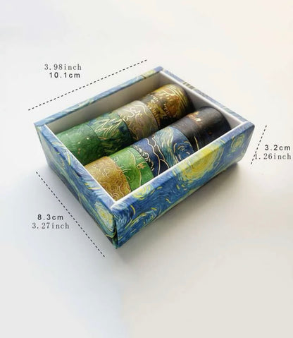 VAN GOGH Art Museum Starry Sky Oil Painting Washi Tape 8pc