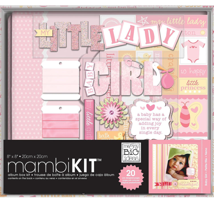 Me &amp; My Big Ideas BABY GIRL Mambi Kit 8”X8” Premade Scrapbook Album Scrapbooksrus