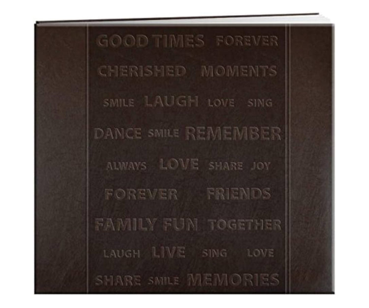 Pioneer 8”X8” EMBOSSED WORDS BROWN Post Bound Memory Scrapbook Album