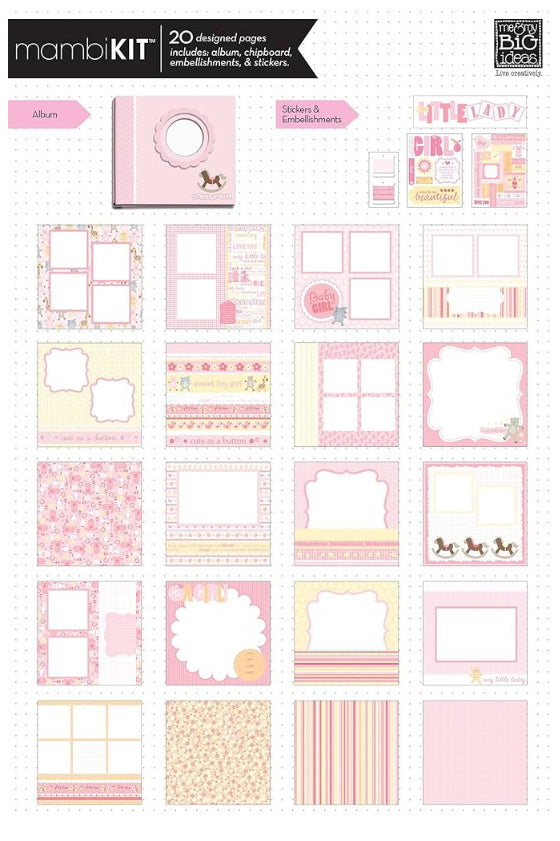 Me & My Big Ideas BABY GIRL Mambi Kit 8”X8” Premade Scrapbook Album Scrapbooksrus