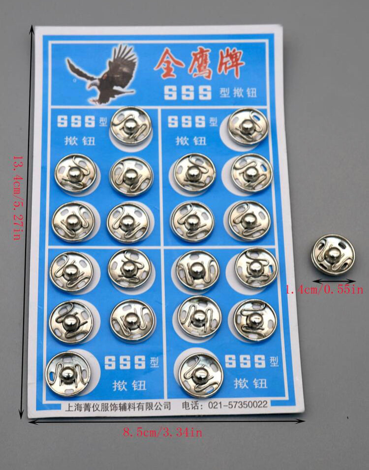 Metallic SNAP FASTENERS 20pc Hidden Button