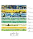 VAN GOGH Art Museum Starry Sky Oil Painting Washi Tape 8pc
