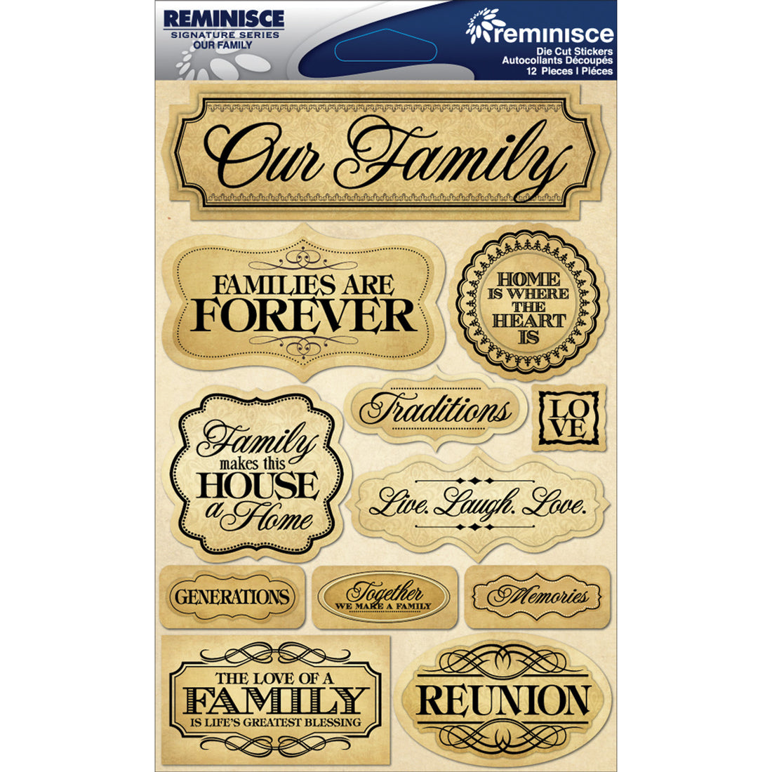 Reminisce Signature Series OUR FAMILY 3D Stickers 12pc