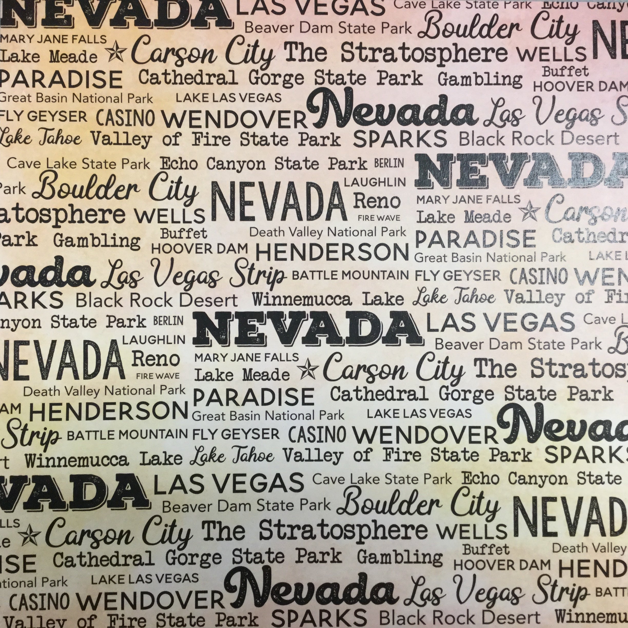 NEVADA POSTAGE MAP Double Sided 12&quot;X12&quot; Scrapbook Travel Paper