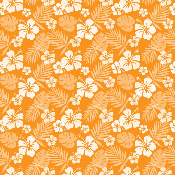 HIBISCUS ORANGE Tropical Floral 12”X12” Paper Scrapbook Customs