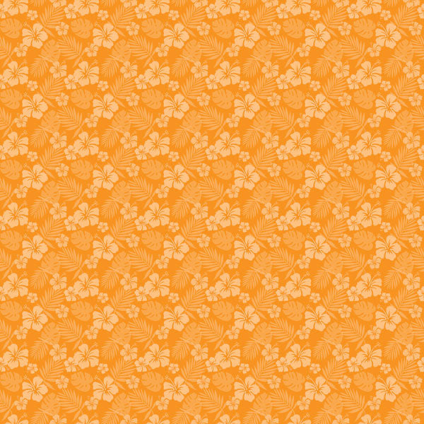 HIBISCUS ORANGE Tropical Floral 12”X12” Paper Scrapbook Customs