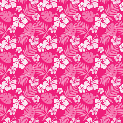 HIBISCUS HOT PINK Tropical Floral 12”X12” Paper Scrapbook Customs