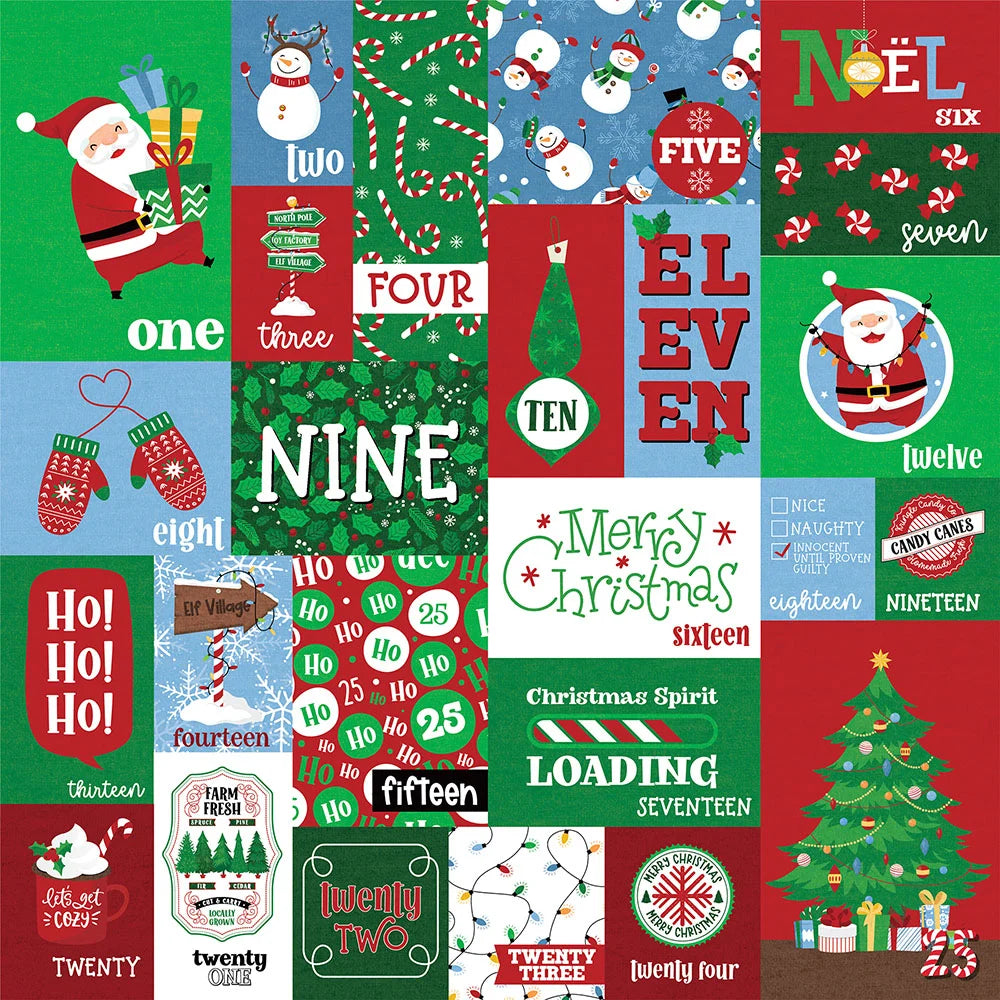 Photoplay Santa Please Stop Here CHRISTMAS COUNTDOWN 12X12 Scrapbook Paper