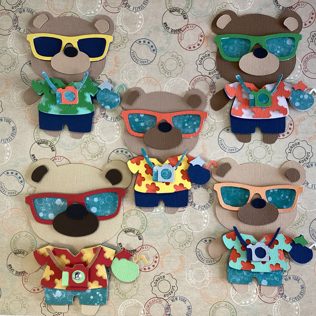 Scrapbooksrus Teddy Bear TOURIST Die Cut Embellishment