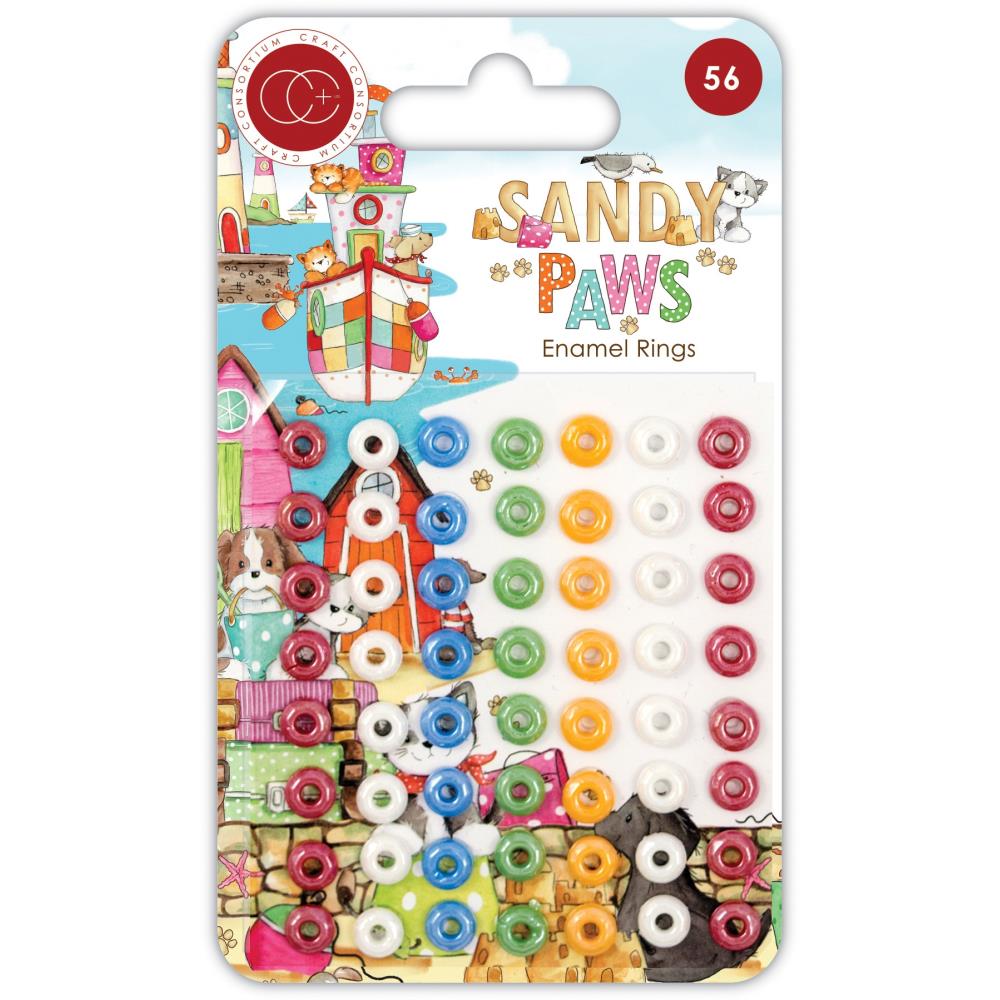 Craft Consortium SANDY PAWS ENAMEL RINGS 56pc