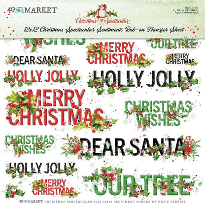 49 and Market 12X12 CHRISTMAS SPECTACULAR SENTIMENT RUB-ON Transfer Sheet