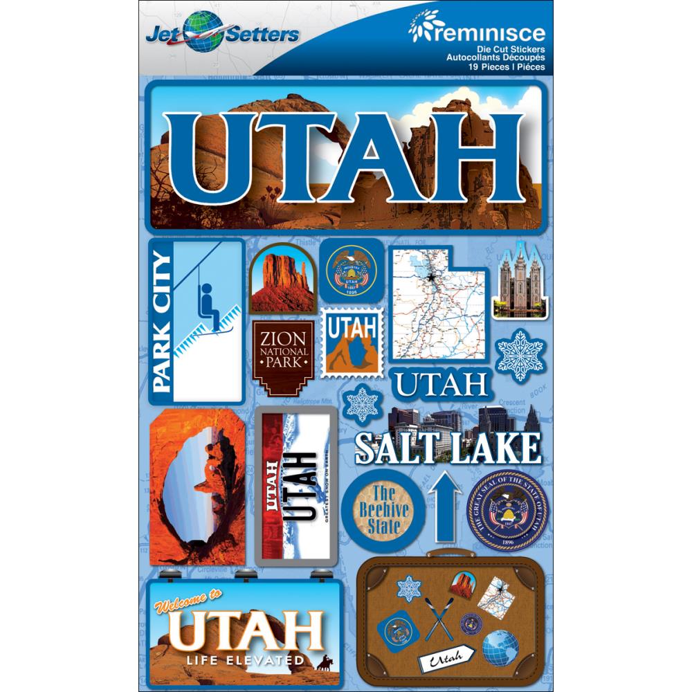 Reminisce Jet Setters UTAH DieCut Stickers 19pc