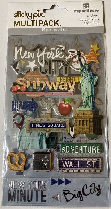 Paper House Sticky Pix Multipack NEW YORK Stickers 49 pc