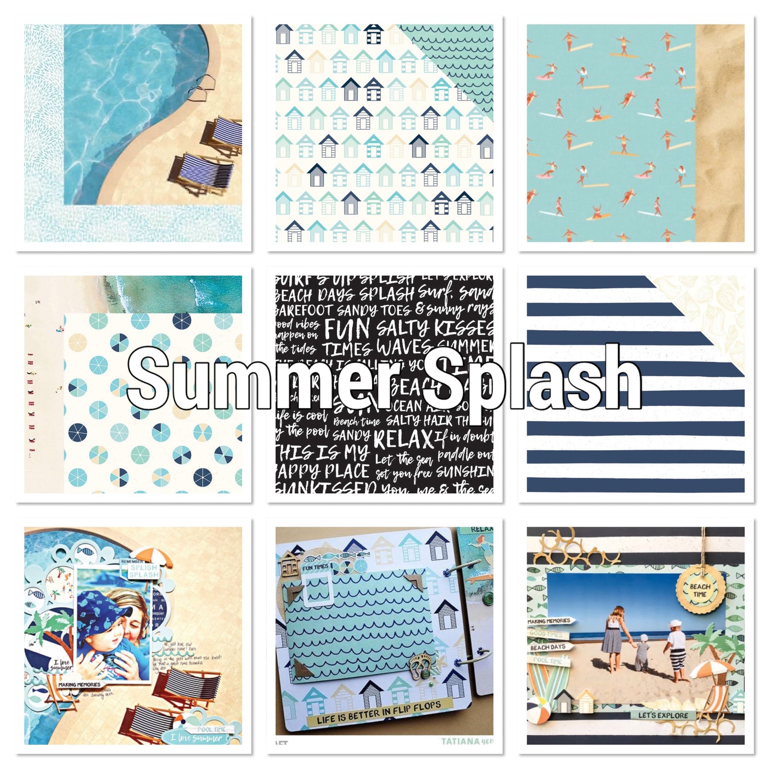 Kaisercraft SUMMER SPLASH KIT 11pc 12X12 Scrapbook Papers