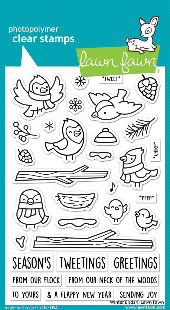 Lawn Fawn WINTER BIRDS Stamps &amp; Die SET