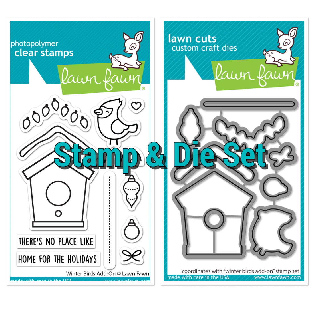 Lawn Fawn WINTER BIRDS ADD-ON Stamp &amp; Die SET