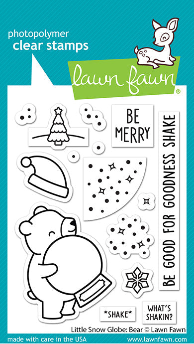 Lawn Fawn LITTLE SNOW GLOBE BEAR Stamps &amp; Die SET