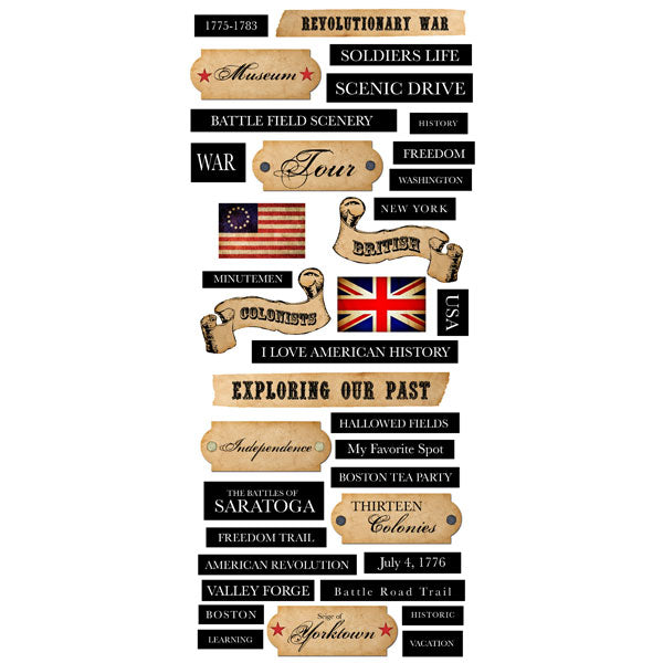 Scrapbook Customs REVOLUTIONARY WAR Touring Phrases Stickers 36pc