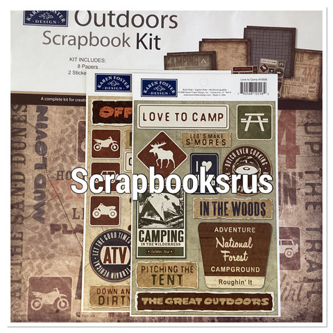 Karen Foster Design OUTDOORS Scrapbook Kit Papers and Stickers 10pc