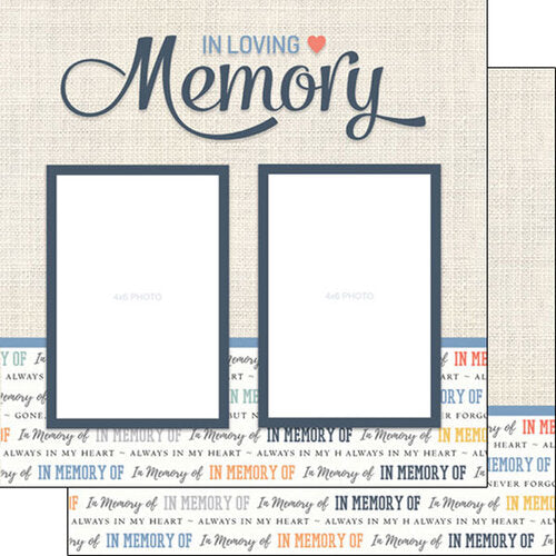 IN LOVING MEMORY QUICK PAGE KIT 12X12 Scrapbook Paper Stickers 5pc Scrapbooksrus