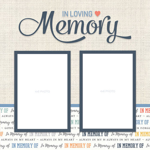 IN LOVING MEMORY QUICK PAGE KIT 12X12 Scrapbook Paper Stickers 5pc Scrapbooksrus