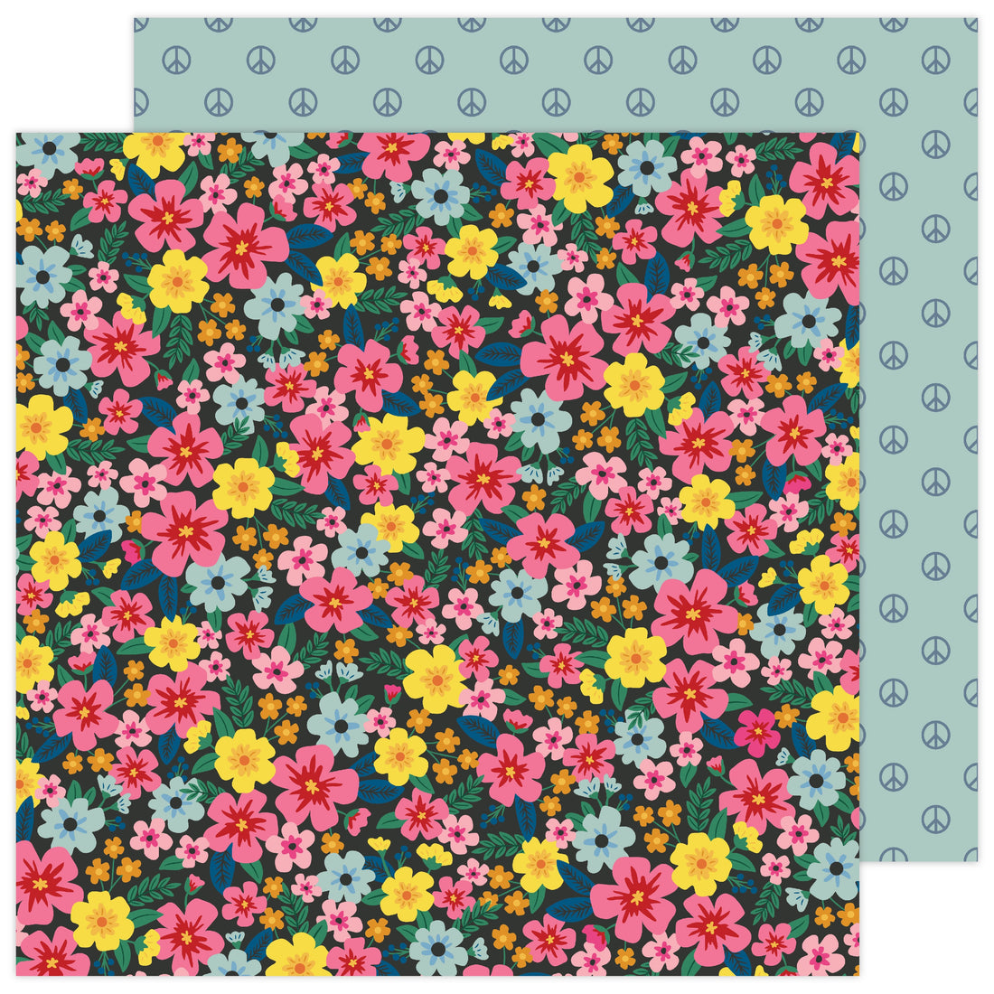 AC Jen Hadfield Stardust FLOWER POWER 12"X12" Scrapbook Paper