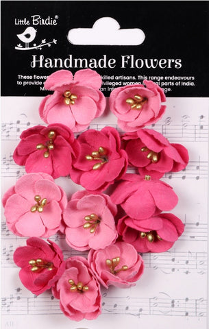 Little Birdie Handmade Flowers Embossed Daisies PRECIOUS PINK 12pc