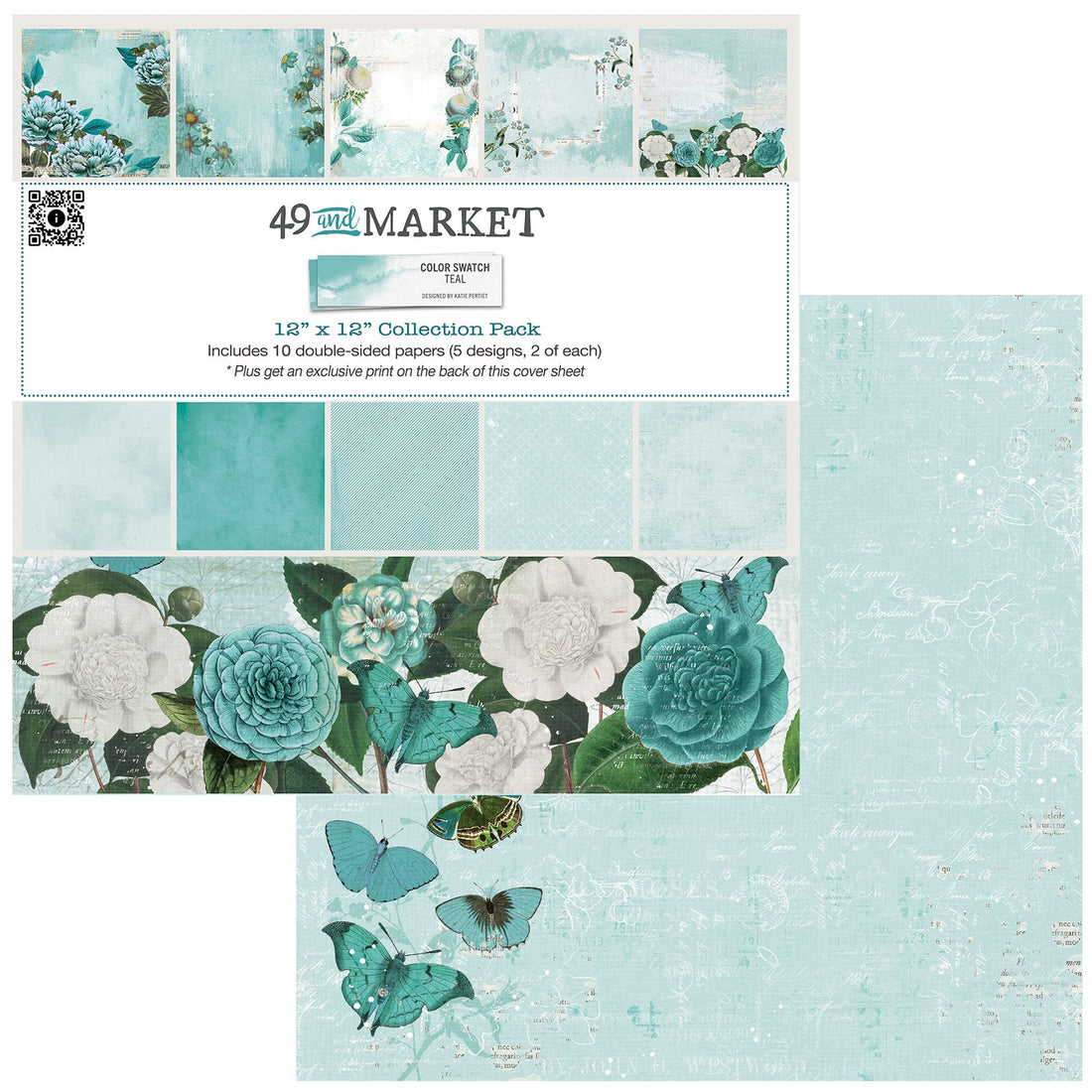 49 and Market Color Swatch TEAL 12X12 SCRAPBOOK COLLECTION Paper Pack