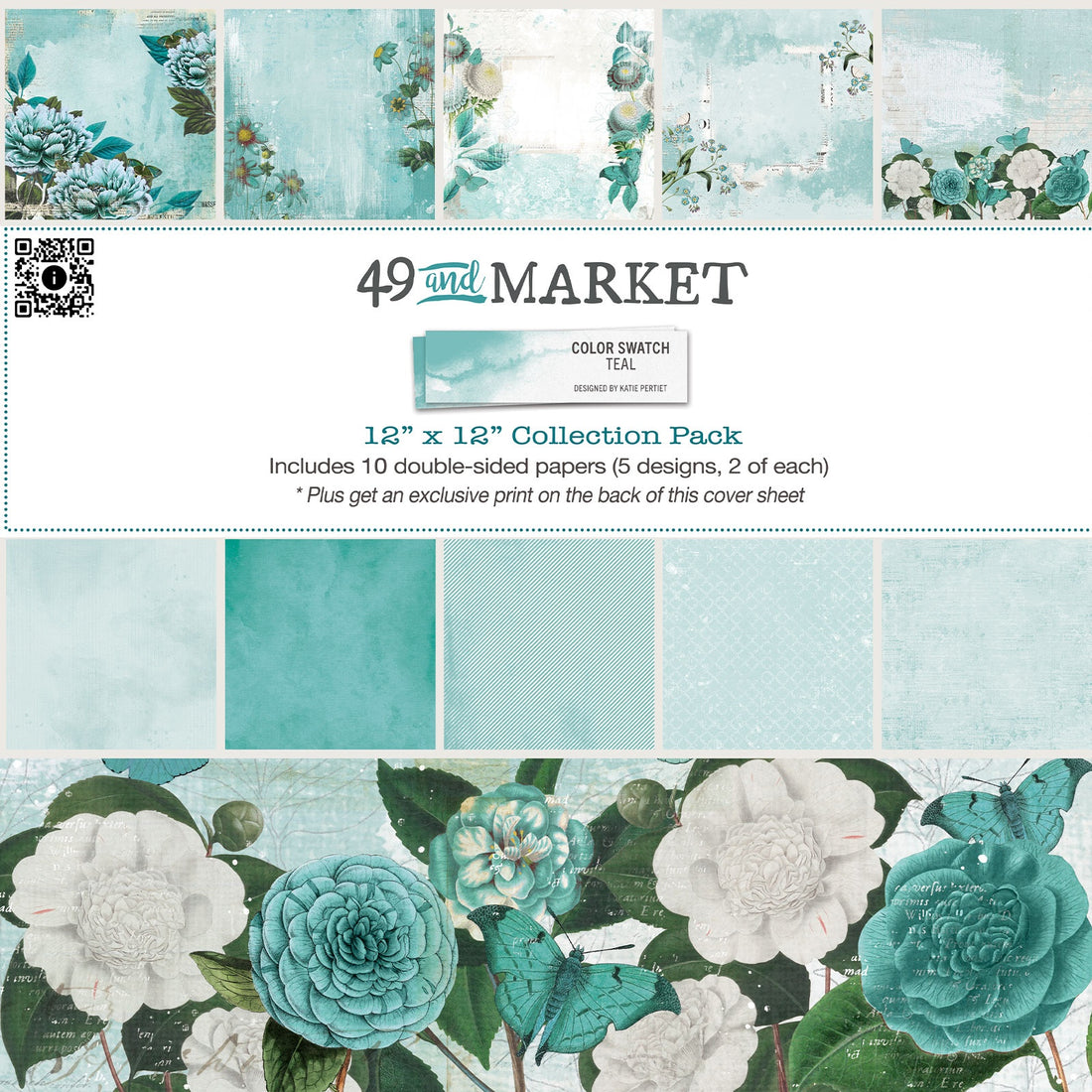 49 and Market Color Swatch TEAL 12X12 SCRAPBOOK COLLECTION Paper Pack