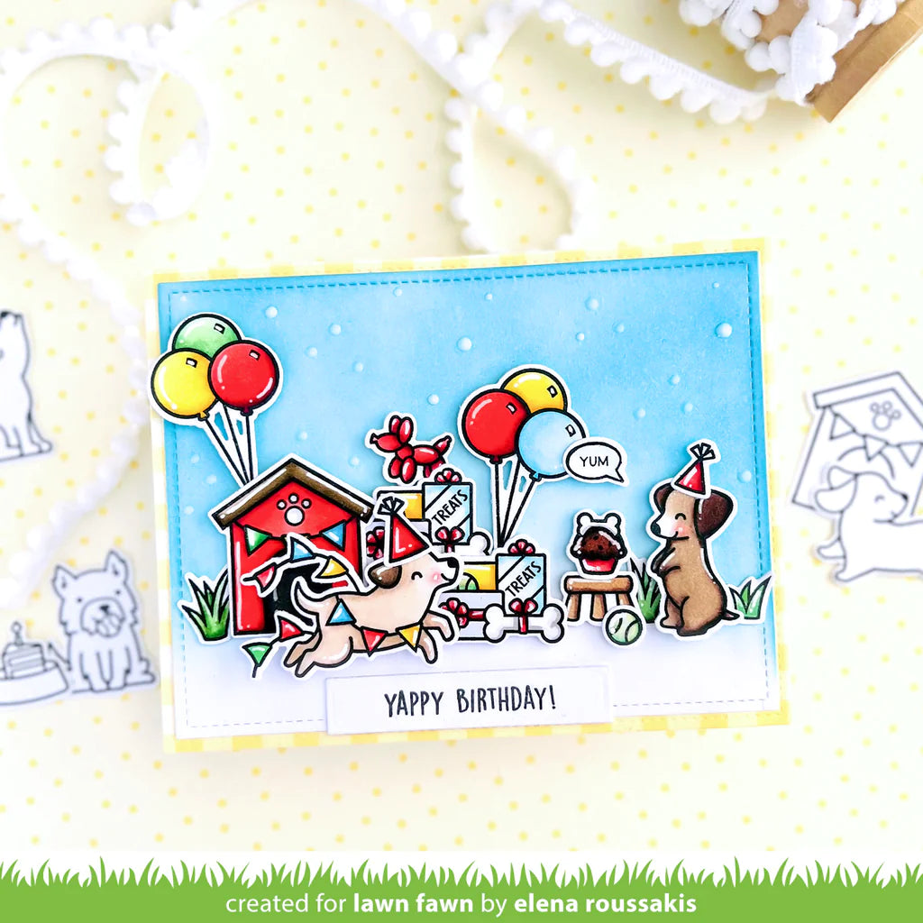 Lawn Fawn YAPPY BIRTHDAY ADD-ON Clear Stamps &amp; Dies Set 21pc