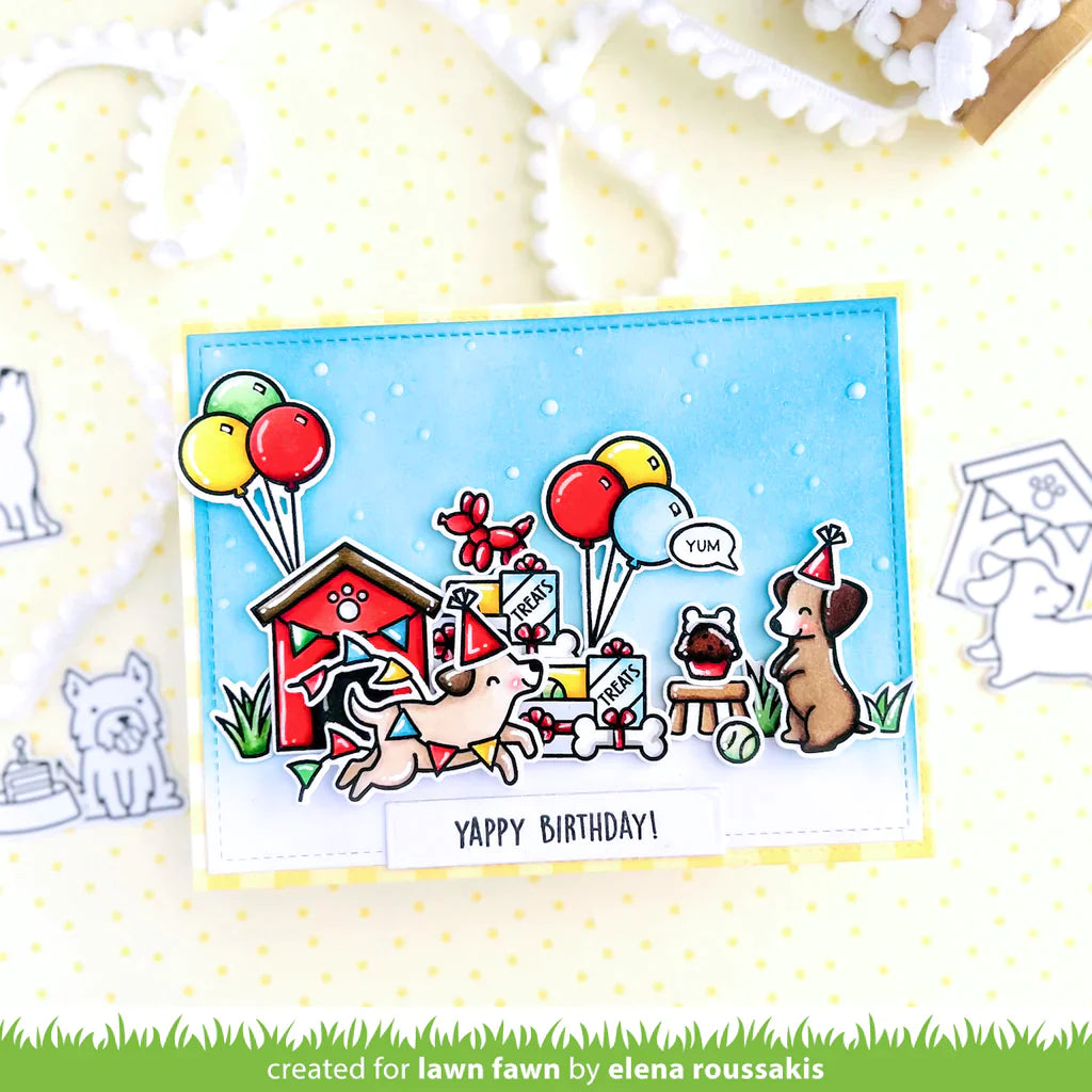 Lawn Fawn YAPPY BIRTHDAY ADD-ON Clear Stamps &amp; Dies Set 21pc
