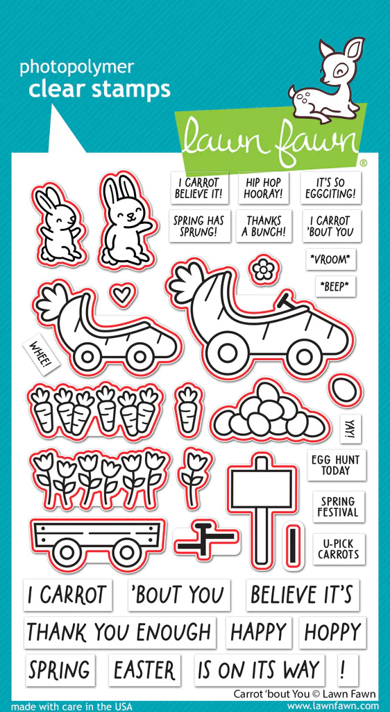 Lawn Fawn CARROT ‘BOUT YOU Clear Stamps &amp; Dies Set 55pc