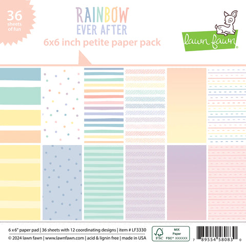 Lawn Fawn RAINBOW EVER AFTER 6"X6" Petite Paper Pack 36pc