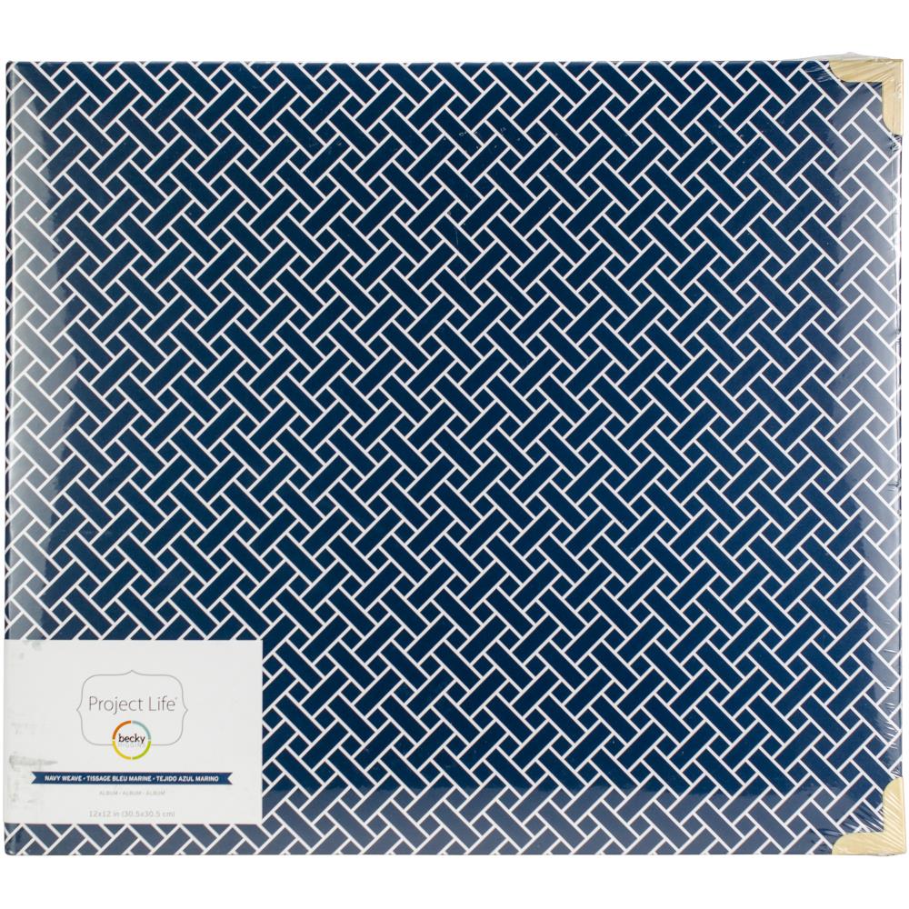 Project Life Becky NAVY WEAVE Printed D-Ring Album 12&quot;X 12&quot; Scrapbook Scrapbooksrus