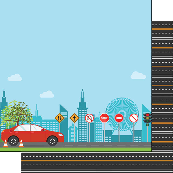 DRIVING SCHOOL &amp; ROADS DS 12&quot;X12&quot; Scrapbook Paper