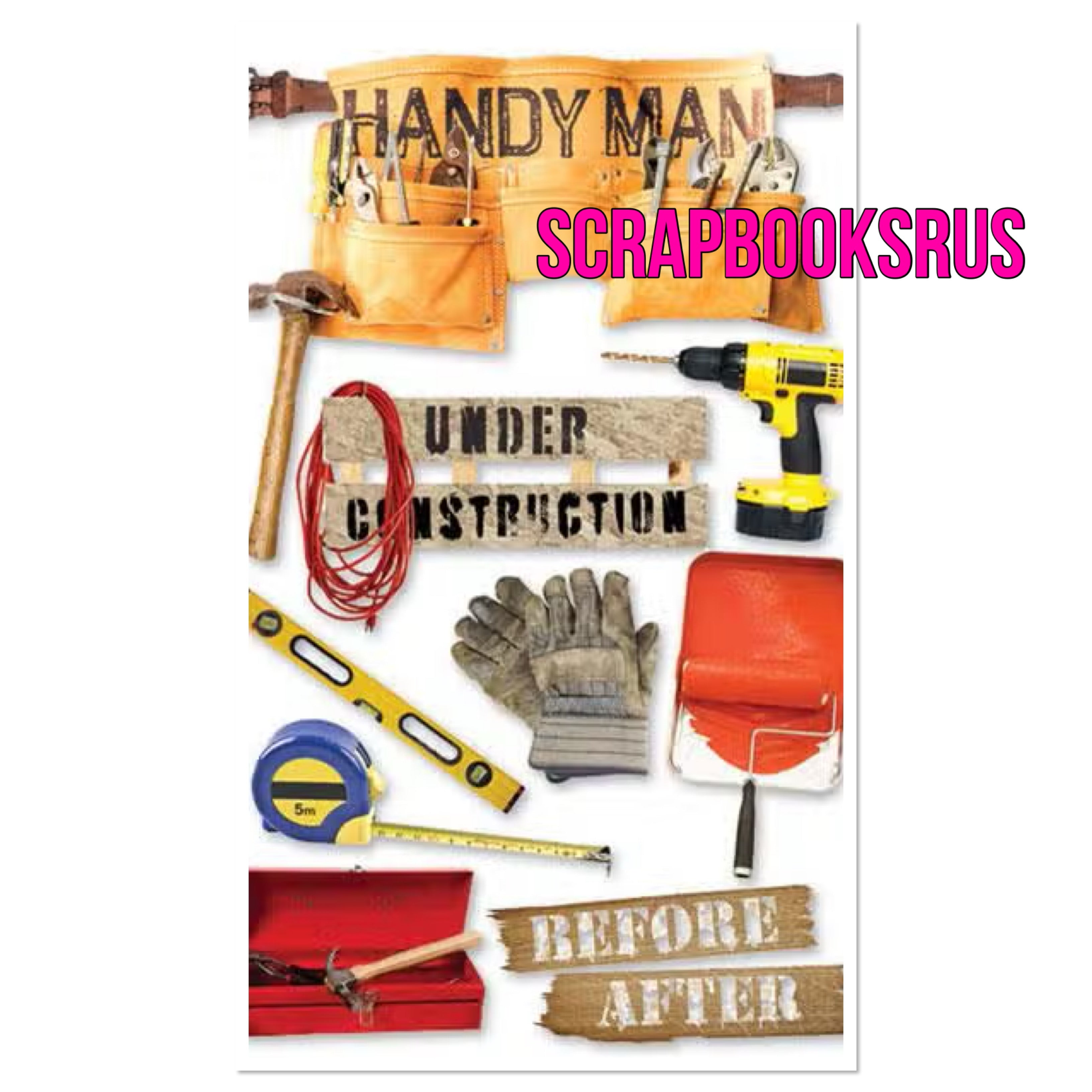 Paper House HANDYMAN 3D Stickers 10pc @Scrapbooksrus