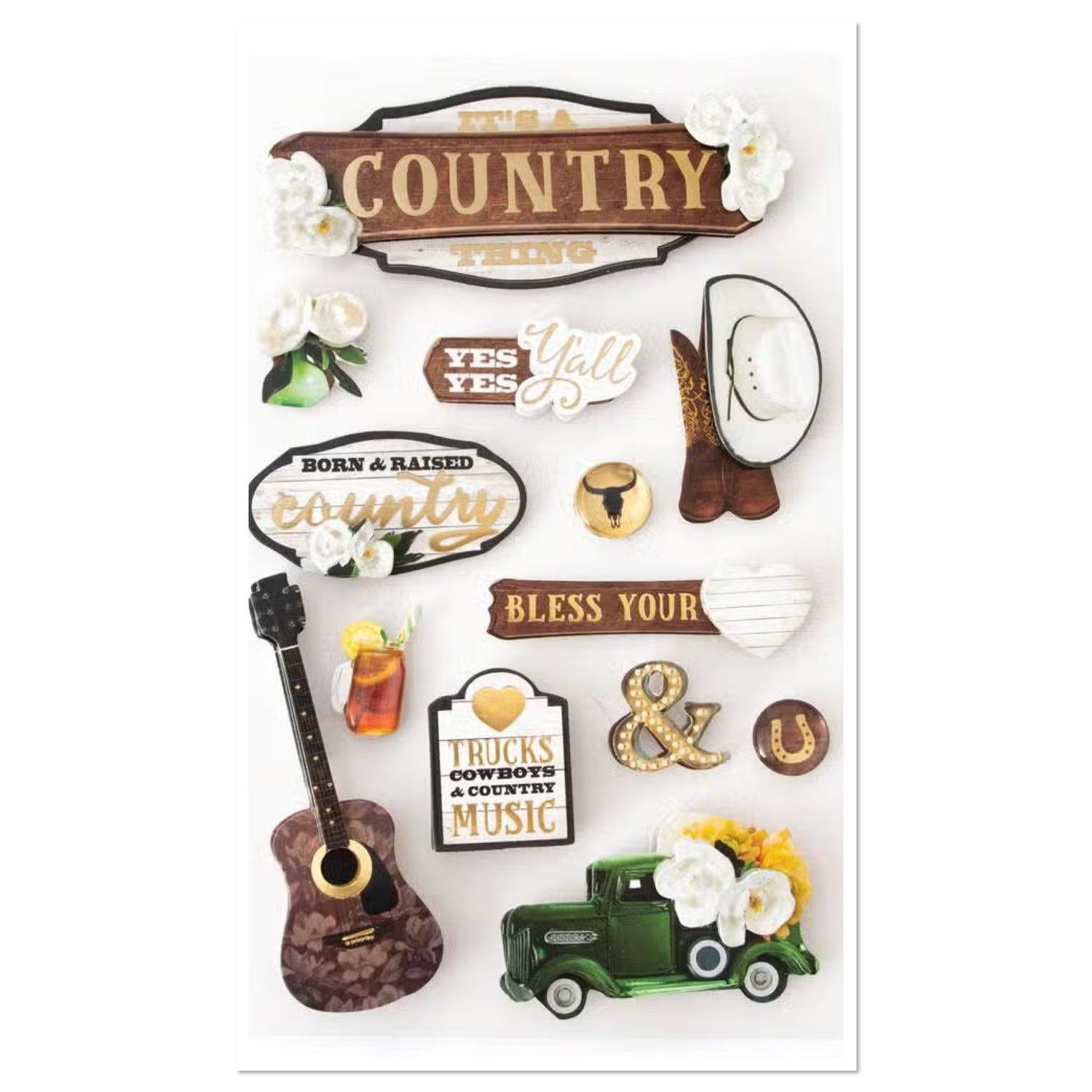 Paper House IT’S A COUNTRY THING 3D Stickers 13pc Scrapbooksrus