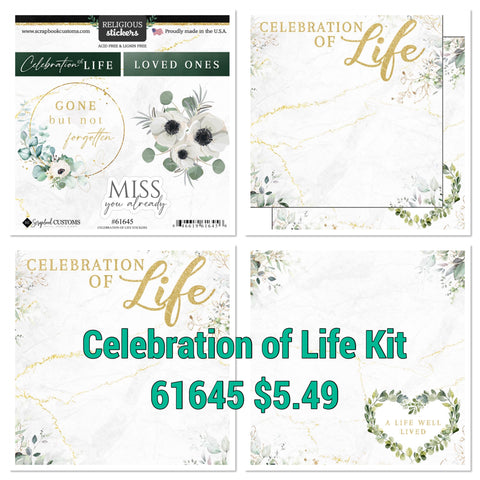 CELEBRATION OF LIFE KIT Papers and Stickers 3pc