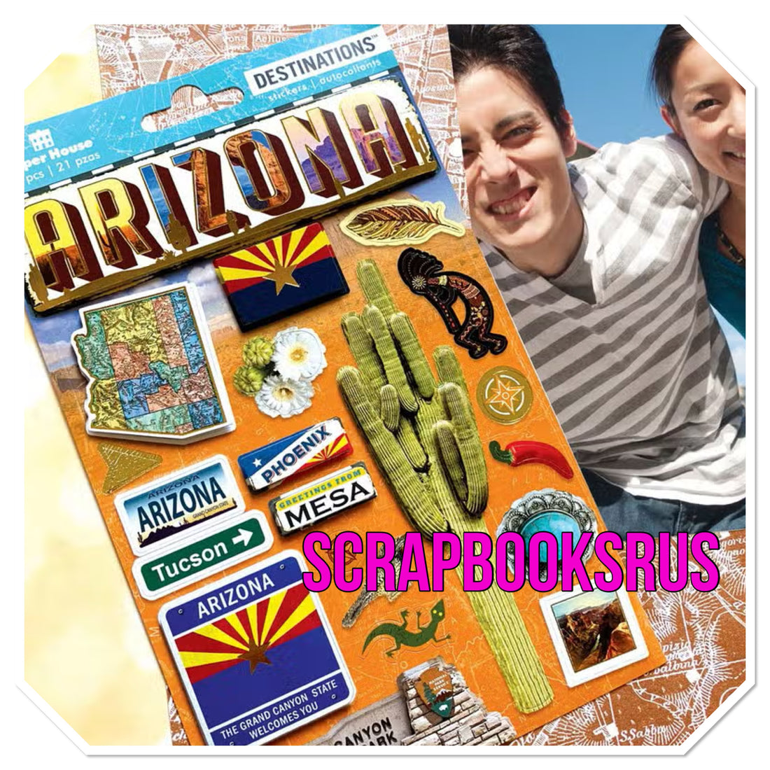 Paper House Travel ARIZONA 3D Dimensional Stickers 21pc