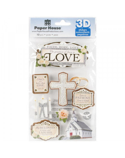 Paper House THE GREATEST IS LOVE 3D Stickers 12pc