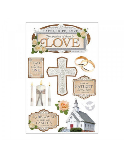 Paper House THE GREATEST IS LOVE 3D Stickers 12pc