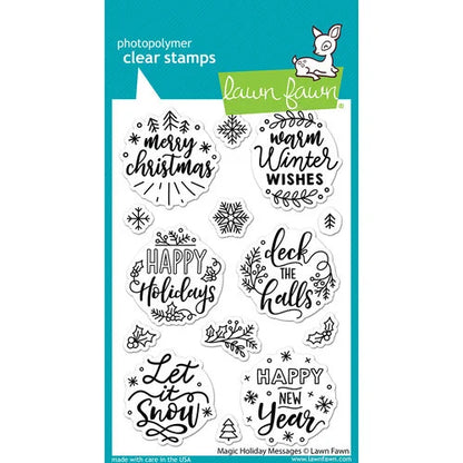 Lawn Fawn MAGIC HOLIDAY MESSAGES Clear Stamps 14 pc