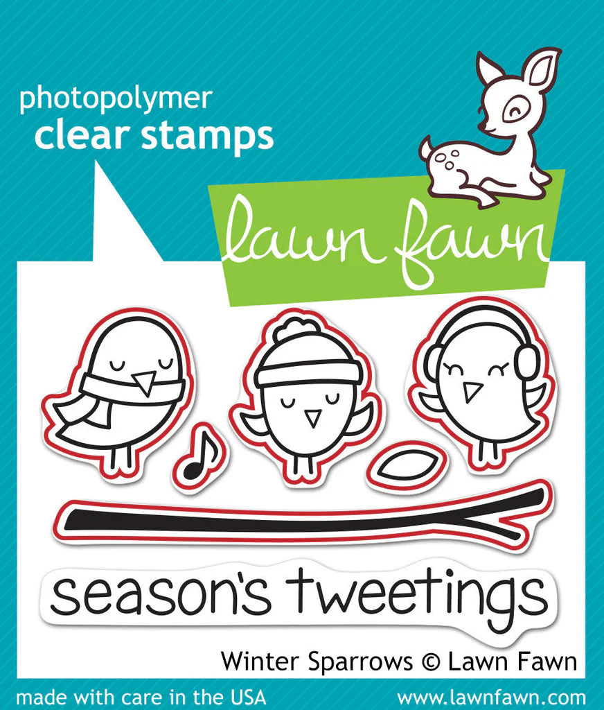 Lawn Fawn WINTER SPARROWS Clear Stamps &amp; Die Set