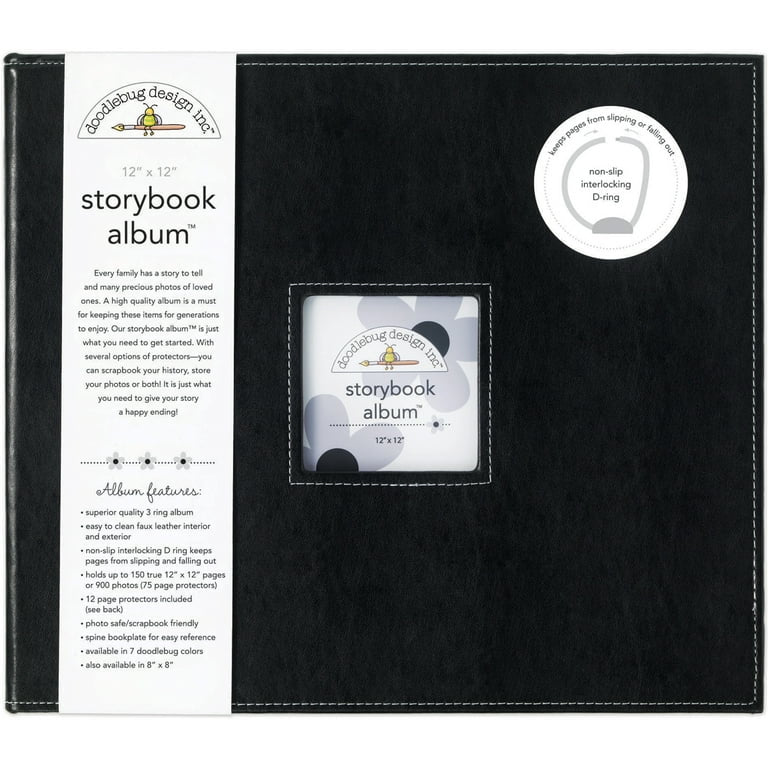 Doodlebug STORYBOOK ALBUM BLACK 12”X12” D-Ring Scrapbook Album