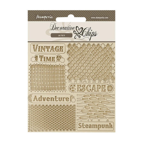 Stamperia Decorative Chips Voyages Fantastiques Nets Scb204 Chipboard 9pc