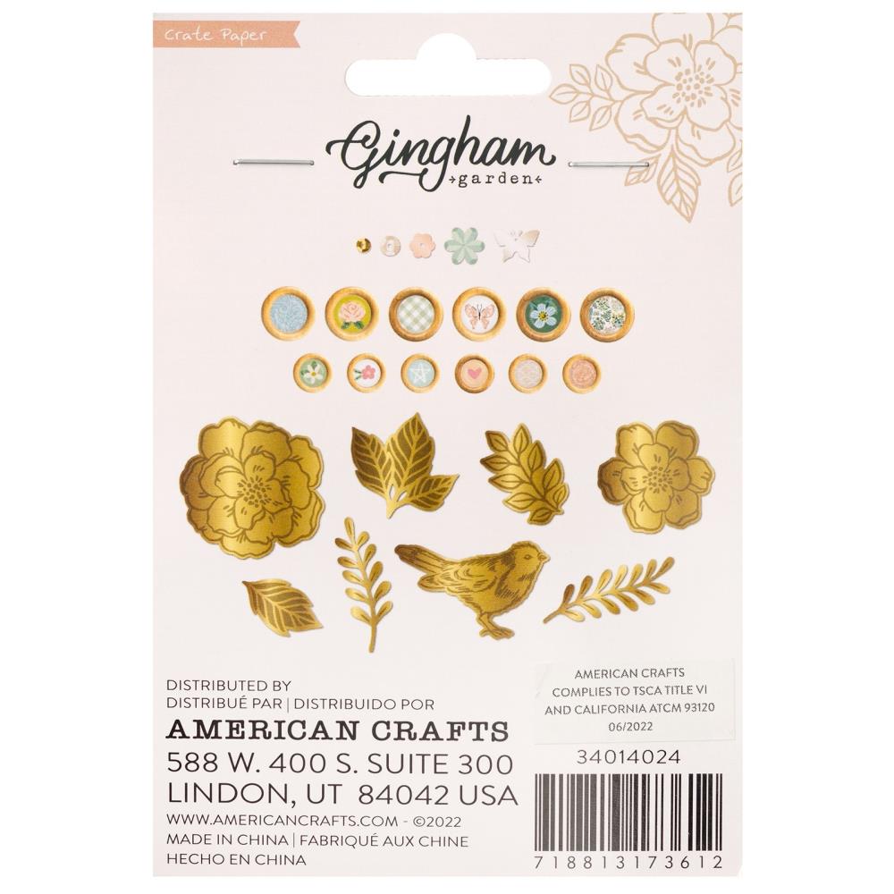 Crate Paper GINGHAM GARDEN Embellishments Sequins Buttons