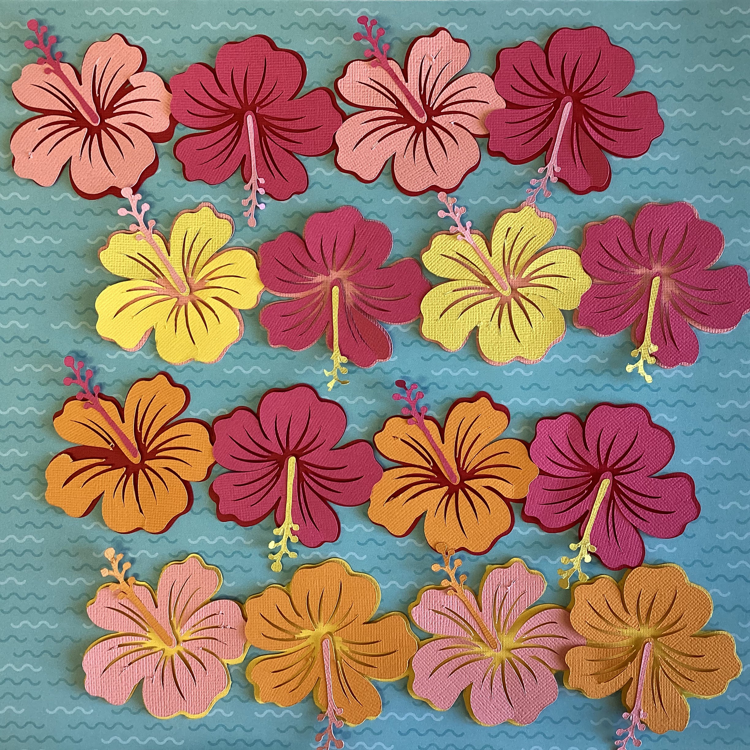 Scrapbooksrus HIBISCUS 16 3D FLOWER BORDER DieCut