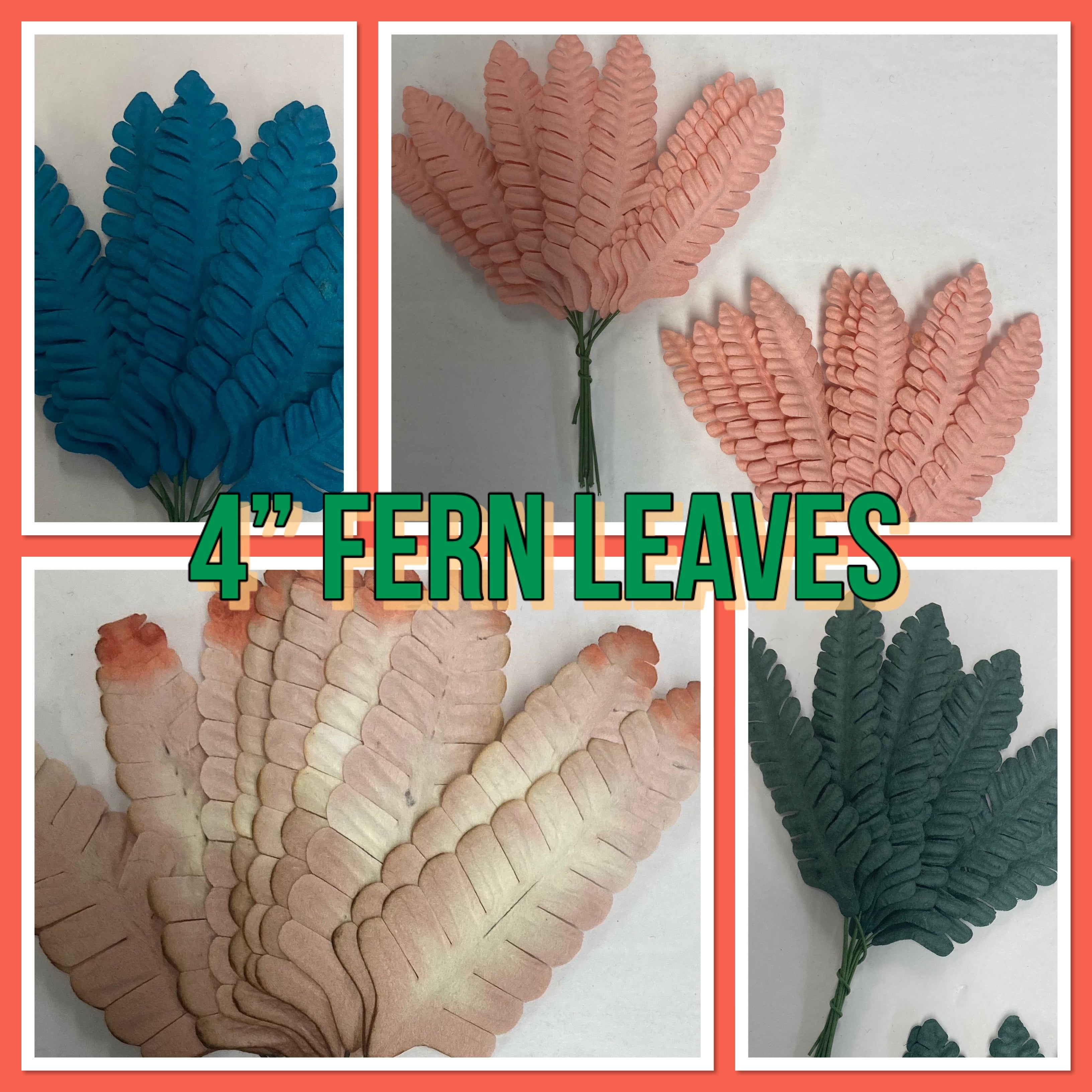 FERN LEAVES 4” Scrapbook Embellishment 20pc Scrapbooksrus Silk