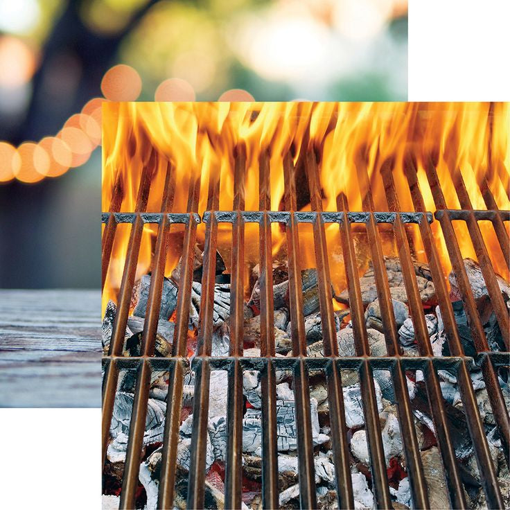 Reminisce Backyard BBQ GRILLING TIME 12"X12" Scrapbook Paper